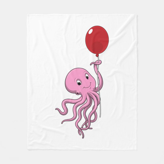 Octopus with Balloon Fleece Blanket (Front)
