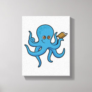 Octopus with Book Canvas Print