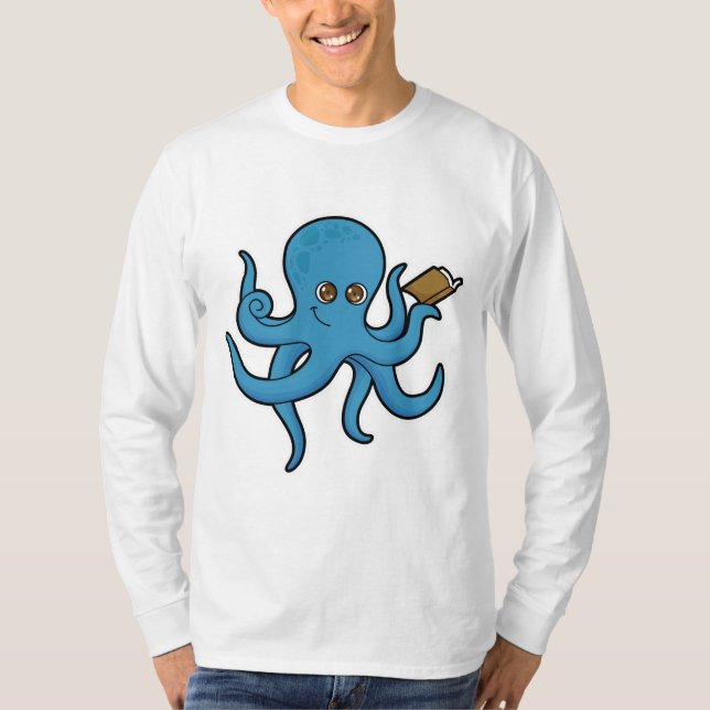 Octopus with Book T-Shirt (Front)
