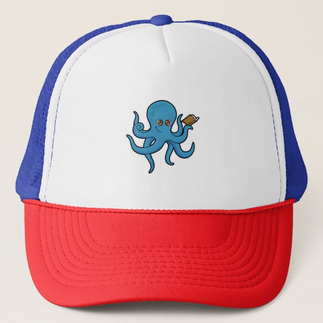 Octopus with Book Trucker Hat (Front)