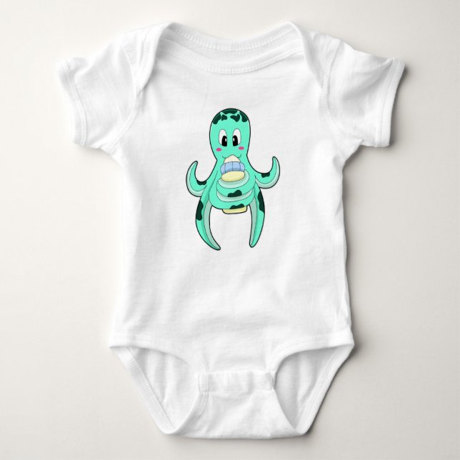 Octopus with Bottle of Milk Baby Bodysuit (Front)