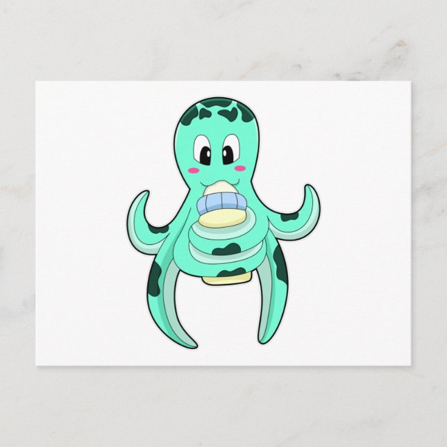 Octopus with Bottle of Milk Postcard (Front)