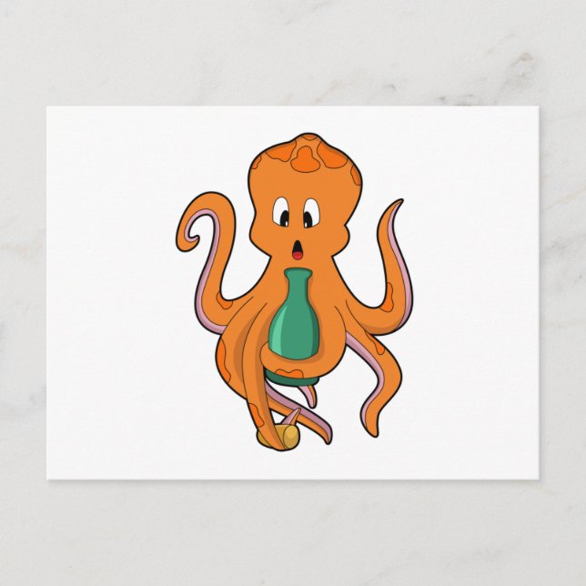 Octopus with Bottle.PNG Postcard (Front)