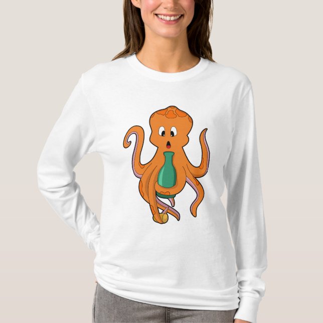 Octopus with Bottle.PNG T-Shirt (Front)