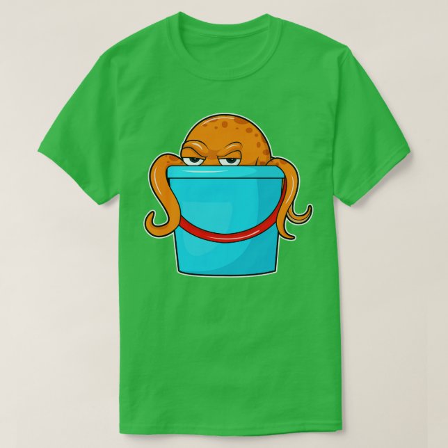 Octopus with Bucket T-Shirt (Design Front)