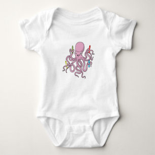 Octopus with Crayon Baby Bodysuit