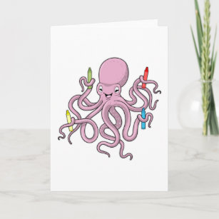 Octopus with Crayon Card
