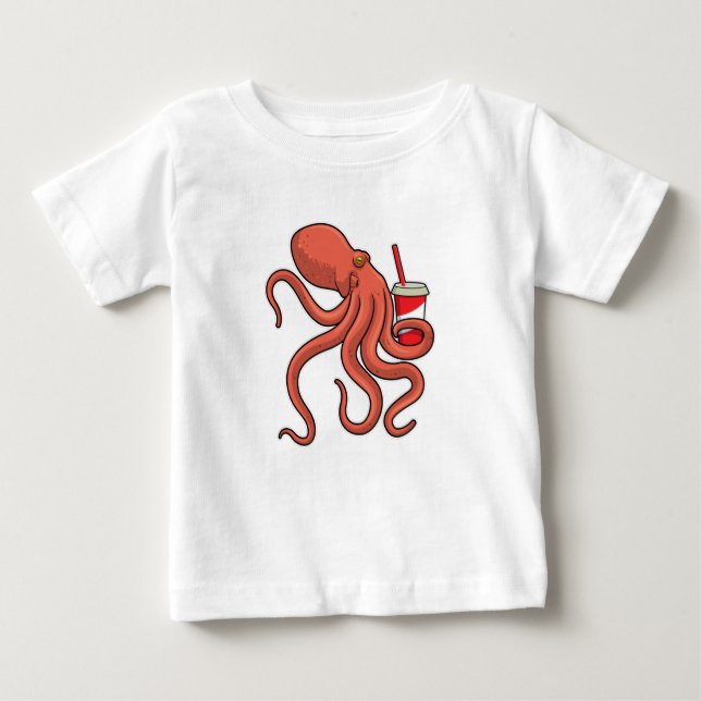 Octopus with Drink Baby T-Shirt (Front)