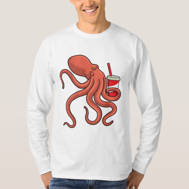 Octopus with Drink T-Shirt (Front)