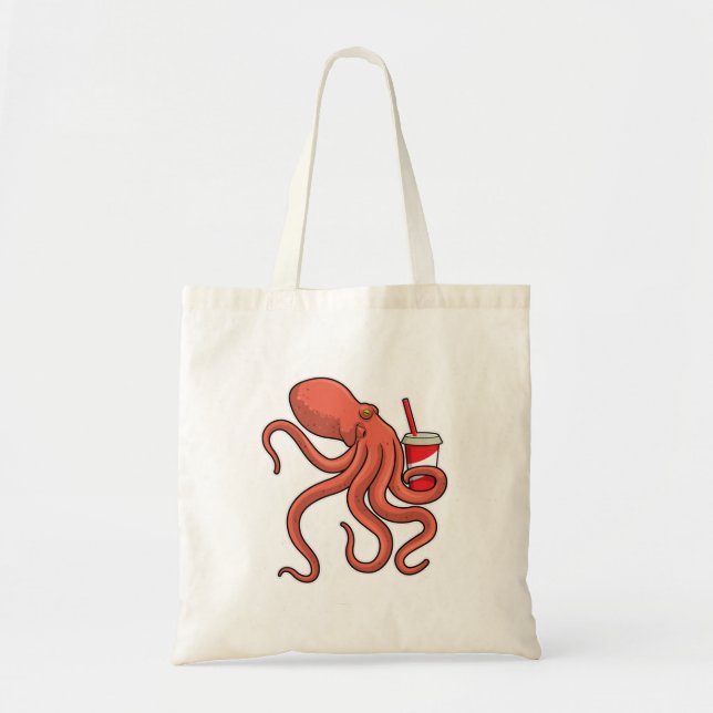 Octopus with Drink Tote Bag (Front)