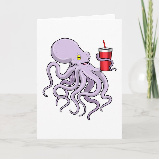 Octopus with Drinking mug Card (Front)