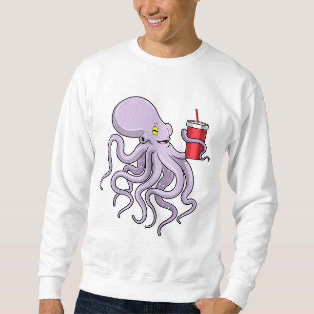 Octopus with Drinking mug Sweatshirt (Front)