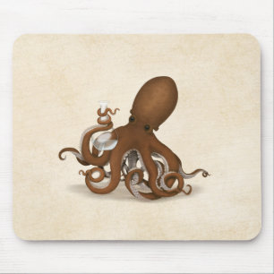 Octopus With Flask Steampunk Chemistry Science Mouse Pad