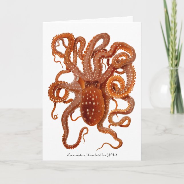 Octopus with fun message for Valentine's Day Holiday Card (Front)