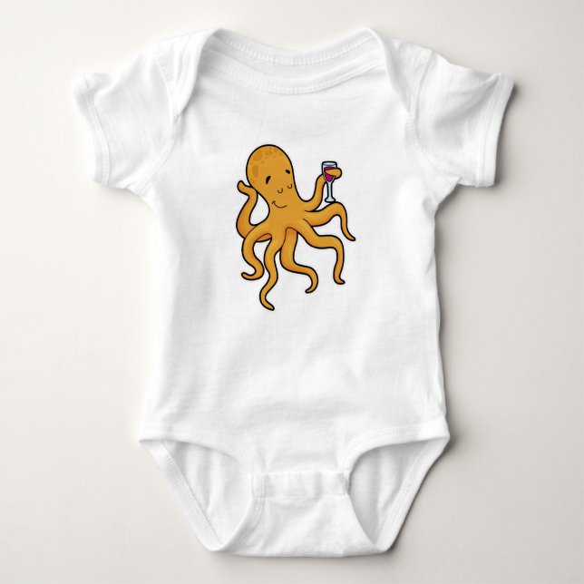 Octopus with Glass of Juice Baby Bodysuit (Front)