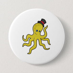 Octopus with Hat 7.5 Cm Round Badge
