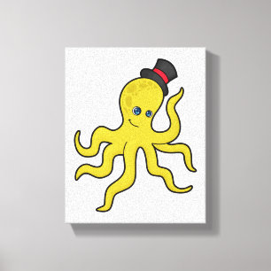 Octopus with Hat Canvas Print