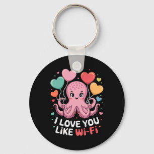 Octopus With Heart Bylloons I Love You Like Wi-fi Key Ring