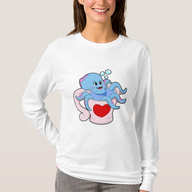 Octopus with Heart Cup.PNG T-Shirt (Front)