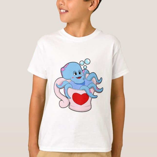 Octopus with Heart Cup.PNG T-Shirt (Front)