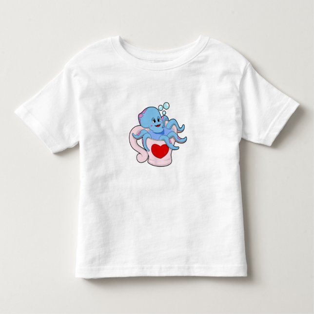 Octopus with Heart Cup.PNG Toddler T-Shirt (Front)