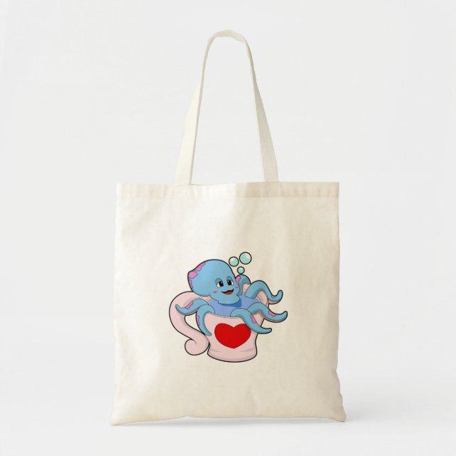 Octopus with Heart Cup.PNG Tote Bag (Front)