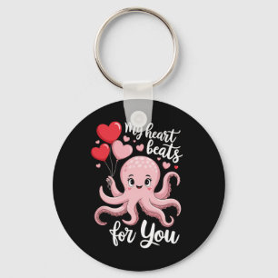 Octopus With Heart Lloons My Heart Beats For You V Key Ring