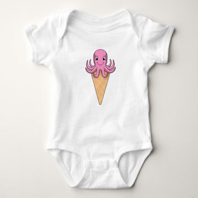 Octopus with Ice cream cone Baby Bodysuit (Front)