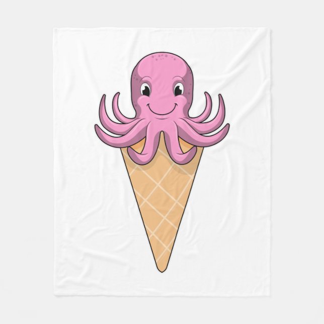 Octopus with Ice cream cone Fleece Blanket (Front)