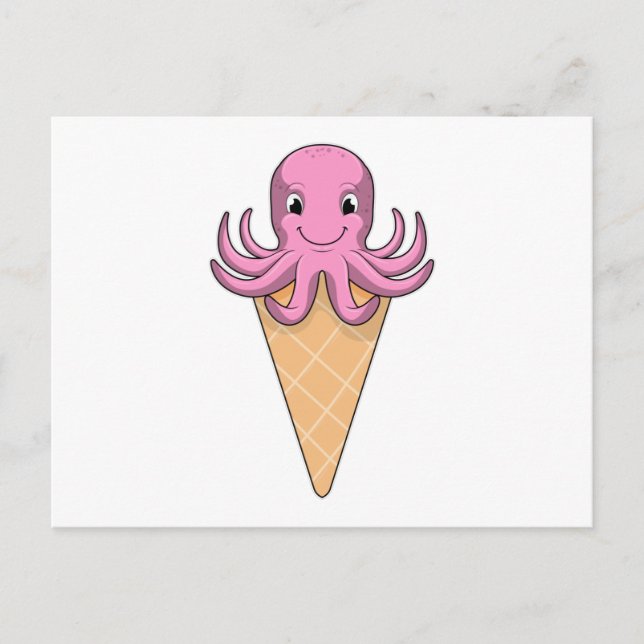 Octopus with Ice cream cone Postcard (Front)