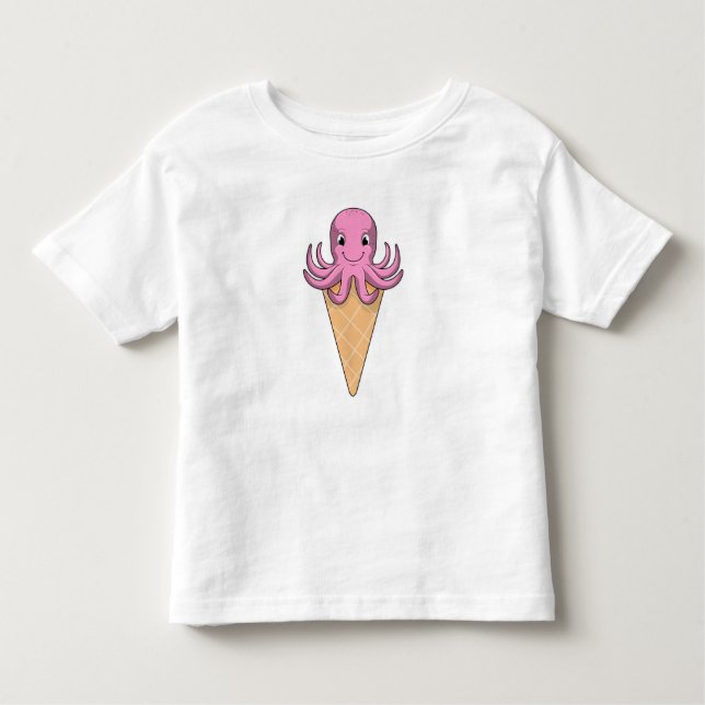 Octopus with Ice cream cone Toddler T-Shirt (Front)
