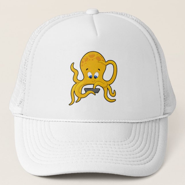 Octopus with Laptop Trucker Hat (Front)