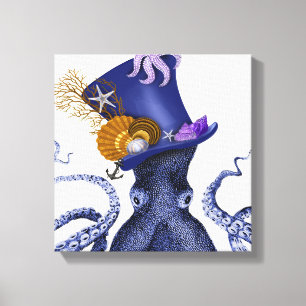Octopus with Nautical Hat Canvas Print