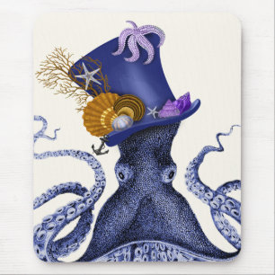 Octopus with Nautical Hat Mouse Pad