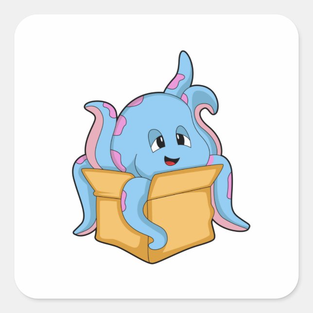Octopus with Packet.PNG Square Sticker (Front)