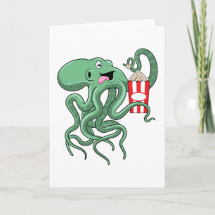 Octopus with Popcorn Card