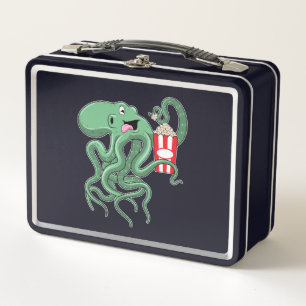 Octopus with Popcorn Metal Lunch Box