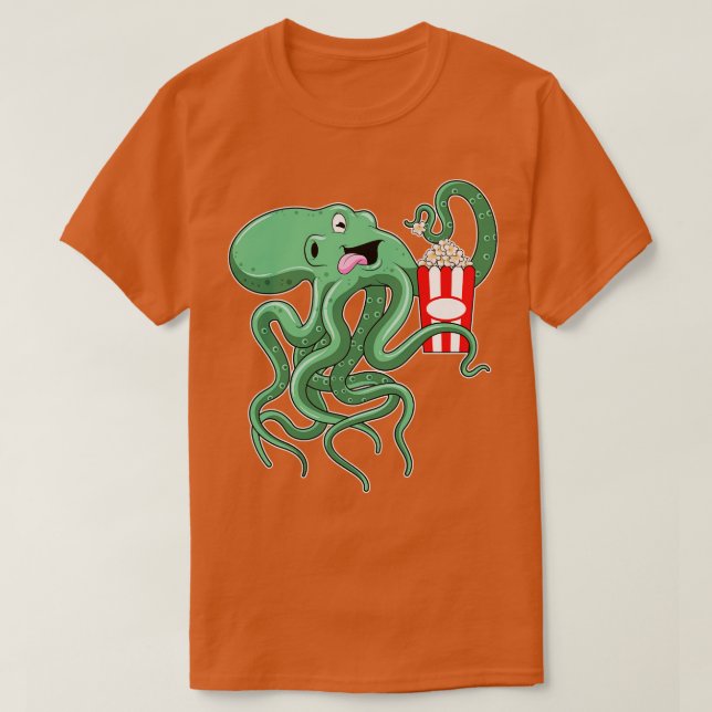 Octopus with Popcorn T-Shirt (Design Front)