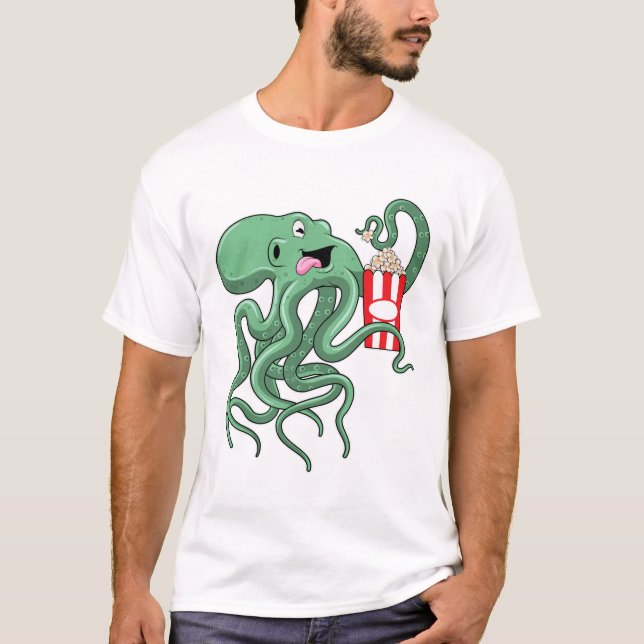 Octopus with Popcorn T-Shirt (Front)