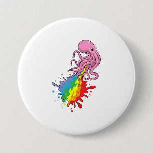 Octopus with Rainbow 7.5 Cm Round Badge