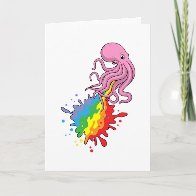 Octopus with Rainbow Card (Front)