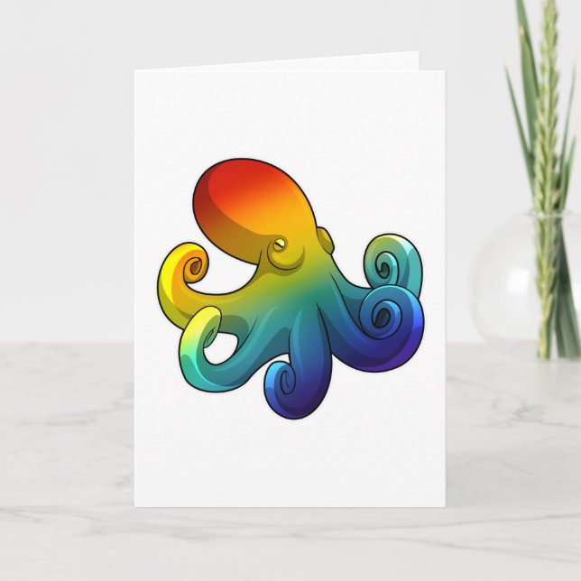 Octopus with Rainbow Card (Front)