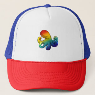 Octopus with Rainbow Trucker Hat