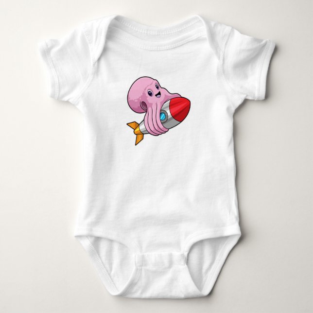 Octopus with Rocket Baby Bodysuit (Front)
