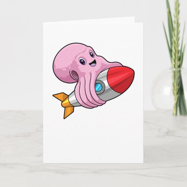 Octopus with Rocket Card (Front)
