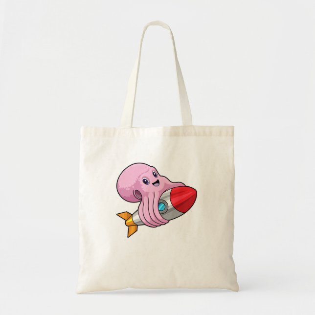 Octopus with Rocket Tote Bag (Front)