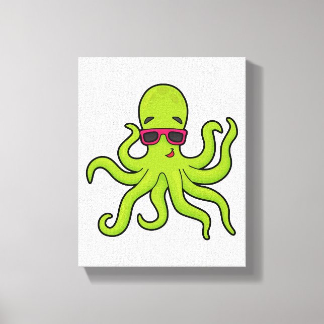 Octopus with Sunglasses Canvas Print (Front)