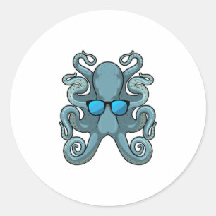 Octopus with Sunglasses Classic Round Sticker