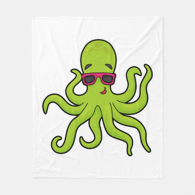 Octopus with Sunglasses Fleece Blanket (Front)