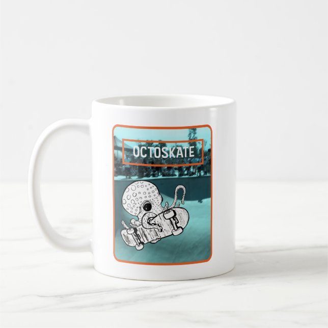 Octoskate Skateboarding Octopus  Coffee Mug (Left)